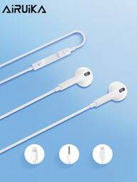 AIRUIKA Type-C & ライトニングコネクタ付き有線イヤホン、プラグ&プレイ、インラインコントロール、通話、歌唱、ゲームに最適な3.5mmジャック