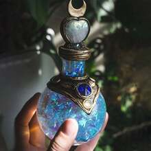 Perfume Bottle With Crystal Decoration, Witch And Wizard, Dark Bottle, Cosplay Accessory - Blue - View 1