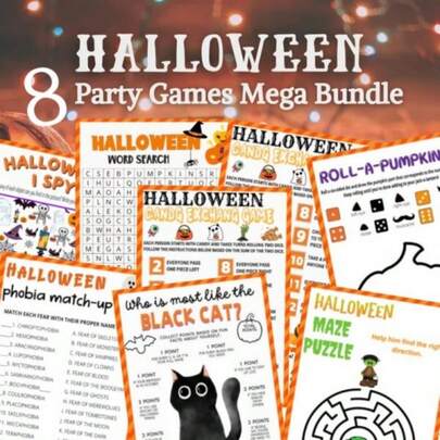 Bộ sưu tập trò chơi Halloween Bundle 40 món, Bộ trò chơi tiệc Halloween Bundle, Bộ sưu tập trò chơi tiệc Halloween siêu lớn, Trò chơi và sự kiện tiệc tùng, Trò chơi gia đình, Trò chơi lớp học, Trò chơi tiệc Halloween