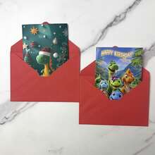 1pc/2pcs Funny Dinosaur Themed Greeting Cards, Suitable For Birthday, Thank You, Christmas And More Occasions, Perfect Gift For Dinosaur Lovers, Great For Family, Friends And Colleagues, Unique Birthday Or Holiday Cards