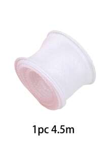 1卷 4.5/9/45/M 白色欧根纱丝带，带铁丝透明网状丝带，透明雪纺丝绸细丝带，适用于缝纫、礼品包装、工艺品、婚礼花束、请柬、装饰 - 白色 - 查看 8