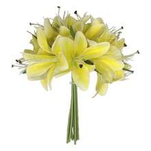 3支/6支仿真百合花，家居装饰，桌面摆件，插花，人造植物，塑料花，花园装饰，婚礼装饰，花束 - 彩色 - 查看 7