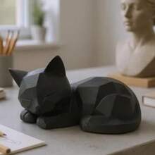 Decorative Cat Sculpture For Living Room Office Bookshelf Table - màu đen - Xem 2