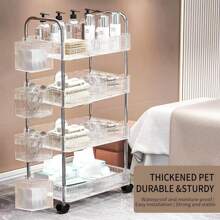 4 Tier Rolling Cart , Acrylic Storage CartsUtility Carts Storage Organizer Serving Cart For Office, Living...