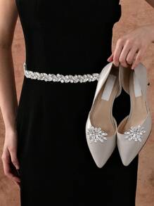 1件镶钻奢华婚纱腰带，手工女士时尚腰带，情人节配饰