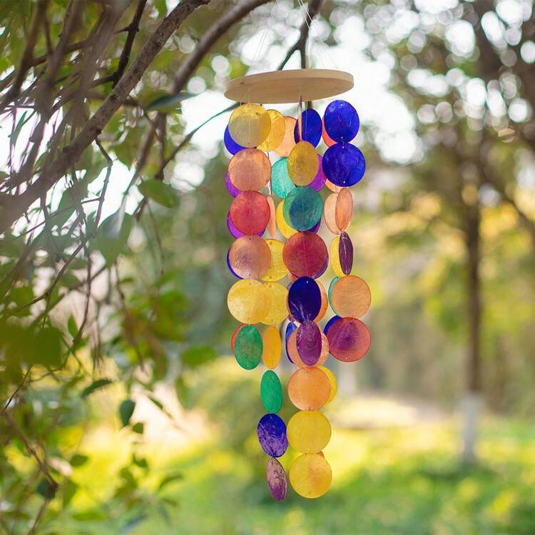 优雅的贝壳风铃，多种款式可选，S 形旋转音乐风铃，深受女性喜爱的户外风铃，贝壳玻璃风铃，花园装饰，手工礼品，女性礼物，家居装饰，圣诞装饰，圣诞礼物，圣诞饰品 - 彩色 - 查看 16