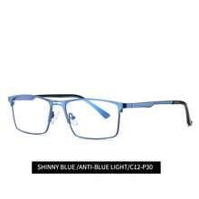 Nuevas gafas anti luz azul para hombres, gafas de computadora, bloqueador de rayos, gafas de metal para teléfono móvil - Azul - Ver 2