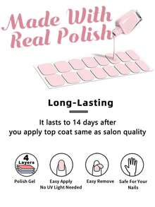 4-Pack Random Color Nail Polish Strips, Pink Nail Glitter Self-Adhesive Gel Nail Stickers, Suitable For Women's Home DIY Self-Use Nail Art Supplies Nail Stickers - 彩色 - 查看 3