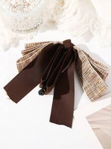 女士蝴蝶结香蕉发夹，1个装，垂直马尾爪夹，韩式蝴蝶结马尾爪，大号香蕉夹，适合浓密头发，可作发饰、发夹、发卡、头饰、发卡 - 咖啡 - 查看 4