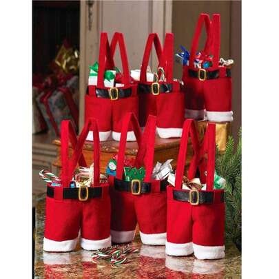 1/2pcs/Santa Claus Pants Gift Bag Christmas Treat Basket Wine Rack Small Size Portable Santa Claus Bag Portable Gift Bag Is Suitable For Christmas Holiday Home Decoration And Christmas Decoration Holiday Gifts