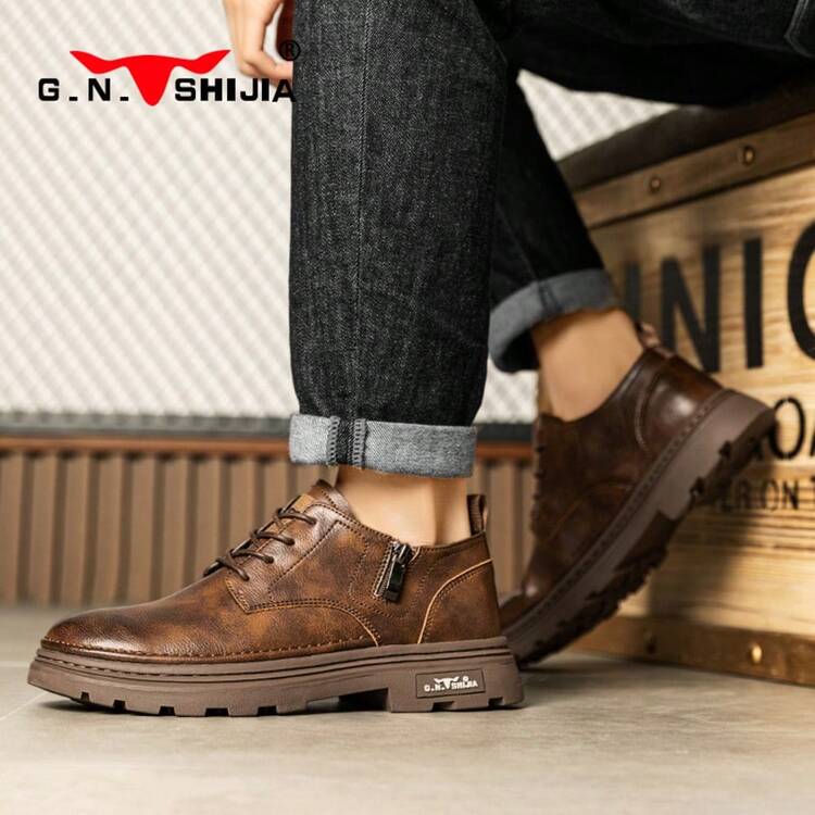 G.N.SHIJIA Bull Family Men's Casual Derby Leather Shoes, Summer