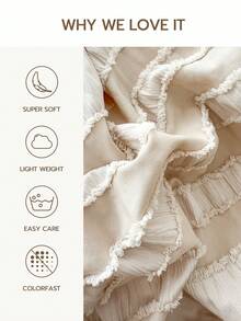 2/3件套波西米亚风3D立体绒面被套套装（不含被芯），（1个被套和半个枕套），四季皆宜的现代绒面床上用品套装 - 卡其色 - 查看 4