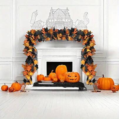 1pc Halloween Pumpkin Vine, Creative Witch Flying Viral Holiday Gift, Cross-Border New Product Pumpkin Maple Leaf Vine