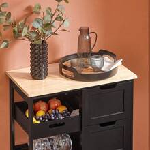 SoBuy FKW79-HG, Kitchen Trolley Cart Kitchen Storage Trolley Serving Trolley With 3 Drawers And Removable Tray, Grey - Black - View 6
