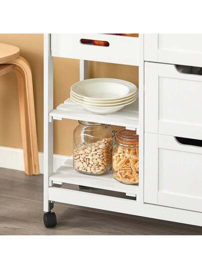 SoBuy FKW79 HG, Kitchen Trolley Cart Storage Serving Drawers Removable Tray, Grijs view 4
