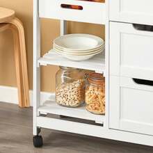SoBuy FKW79-HG, Kitchen Trolley Cart Kitchen Storage Trolley Serving Trolley With 3 Drawers And Removable Tray, Grey - White - View 5
