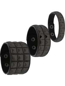 Xiacheng 1/3pcs Punk Leather Bracelet, Unisex, 80s Style Gothic Punk Rock Bangle, Open Cuff Bracelet, Suitable For Party Gift Accessories - Black - View 14