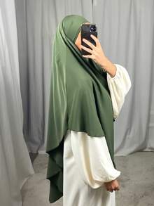 1 Khăn trùm đầu dài Khimar dành cho nữ, màu trơn, kiểu dáng cơ bản cổ điển, làm từ vải Modal mềm mại, thoáng khí, thích hợp cho cầu nguyện hàng ngày, tụ họp và thờ cúng - Khimar - Xem 9