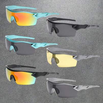 3 Pairs  Men's Sports Half-Frame Sports Glasses, Outdoor Cycling SunGlasses, Colorful UV400 Lenses, Y2K Detail Design, Suitable For Daily Wear, Taking Pictures, Shopping, Cycling, Skiing And Other Occasions. Street Sun Visor Accessories, School Beach Accessories, Glasses Sun Visor, Beach Toys, Comfortable And Convenient Casual Wear,.