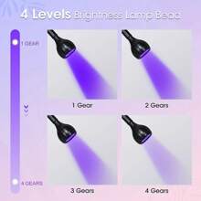 UV Glue Curing Lamp – 4-Level Dimming Clip Light With Purple/Ultraviolet Light | Portable Nail & Craft Adhesive Dryer In Silvery Pink & Black | Professional-Grade For DIY, Nail Art & Repairs - Pink - View 2