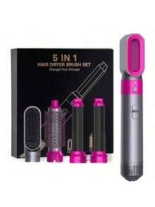 5 In 1 Curling Iron Set, Curling Brush Curling Iron Set With Curling Brush And 4 Interchangeable Ceramic Curling Irons - UK Plug(220-240V) - View 1
