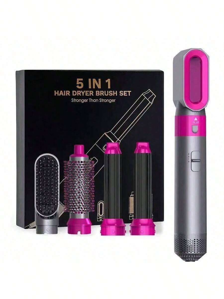 5 In 1 Curling Iron Set, Curling Brush Curling Iron Set With Curling Brush And 4 Interchangeable Ceramic Curling Irons - UK Plug(220-240V) - View 1