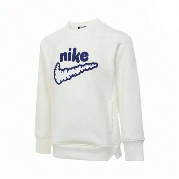  Sudadera de cuello redondo con estampado de logo de letra Nike Kids, cómoda y versátil, de manga larga y casual, DQ3860-133