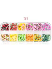 1 盒水果花片饰品适用于树脂聚合物粘土史莱姆制作 3D 软陶什锦碎片贴纸散装适用于 DIY 工艺品美甲唇彩用品手机装饰配件 - 彩色 - 查看 10