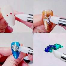 5 Stücke Set: 3D Nagelkunst Doppelkopf Silikon Stift, Prägefolie, Krepppapier Stift, Weiche Silikon Ton Werkzeug, Nagelkunst Kleber