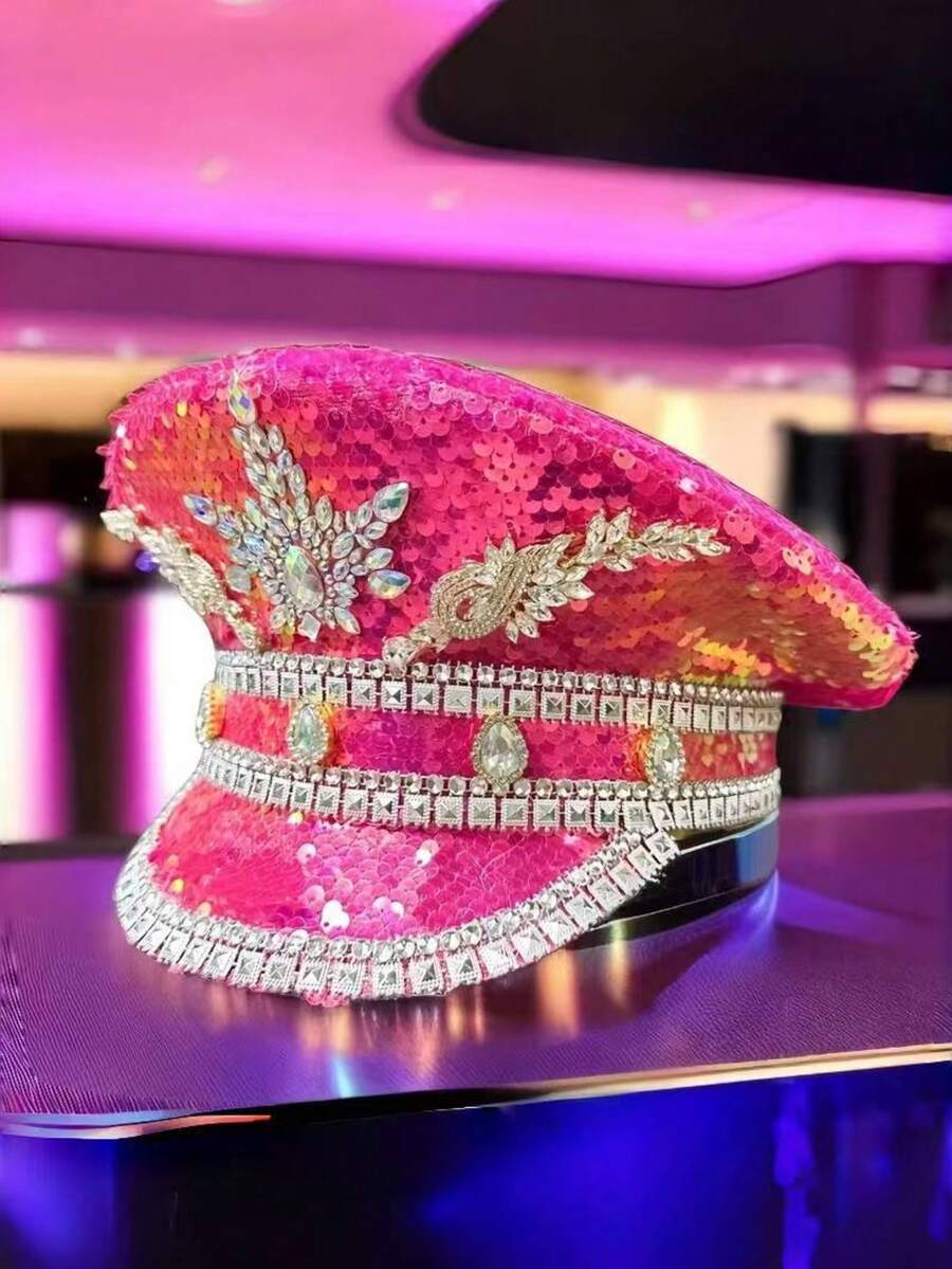 1 pieza Sombrero de capitán con strass estilo steampunk y lentejuelas, adecuado para todas las estaciones: Festival Burning Man, festivales de música, desfiles, carnavales, discotecas, bares, bailes de máscaras, clubes nocturnos, cosplay, Navidad, fiestas de solteros, 4 de julio, Año Nuevo, celebraciones, festivales, accesorios de playa