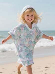 1PC Children's Fleece Bathrobe With Hood,Baby Hooded Towel,Kids Bath/Pool/Beach Hooded Towel.Swimming Pool Towel, Bath Towel