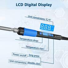 ILIBILIB 110V-240V 90W LCD Digital Display Adjustable Temperature Soldering Iron Kit, Temperature Range 180-500°C, 6-In-1 Constant Temperature Fast Heating Smart Soldering Iron Set, Suitable For DIY Welding Repair, Includes 5 Soldering Tips, Auto Sleep Function - View 3