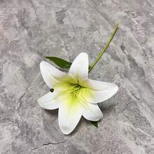 1 件人造百合花茎，简约涤纶假花，适合家居装饰 - 黃色 - 查看 5