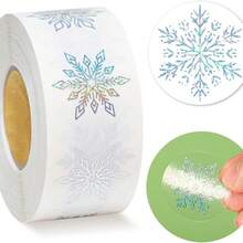 1 Roll Foil Silver Snowflake Transparent Stickers, Gift Wrapping DIY, Christmas & New Year Sealing Stickers