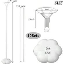 10/20 Sets Balloon Stick Stand, Holder With Base For Table Desktop Centerpiece, Birthday , Wedding, Halloween, Christmas, New Year And All Party Decoration (15.7 Inch White)