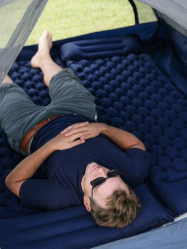 1pc Outdoor 1-Person Inflatable Camping Mattress, TPU Material, Ultralight Portable Anti-Moisture Sleeping Pad, Foot Press To Inflate