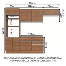 Mueble De Cocina Completo Rustic Glamy Madesa 270cm - Marrón - Ver 3
