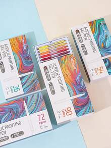 Ensemble de stylos-gel de peinture acrylique 90 couleurs Languo - Marqueurs d'art de superposition professionnels pour étudiants, stylos de dessin DIY à pointe fine de 0,7 mm pour verre/papier/bois/papier noir/tumblers/plastique, idéal pour les notes d'étude et l'artisanat - Multicolore - Voir 10