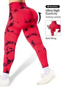 Plus Size Women Seamless High-Waisted Yoga Pants, Oversized Yoga Pants Are Very Fat, Can Be Worn With A High Waist And Nude. They Are 9/10 Plus Size Leggings, Yoga Pants And Leggings Yoga Pants Plus Size Plus Size Gym Clothes Tie-Dye - 紅札 - 查看 3