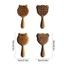 Pente de Massagem de Almofada de Ar de Sândalo da Moda, Pente de Madeira Pequeno e Compacto com Almofadamento de Bolsa de Ar, Cuidados Corporais para Viagem, Ar Livre, Esporte, Escritório, Escola, Grampos de Cabelo, Acessórios de Cabelo Coração Valentim Coração Valentim