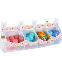 Organizator mare pentru jucării de baie, cu 4 compartimente, cu uscare rapidă, din plasă, cu 5 cârlige, acces și sortare ușoară, capacitate mare de depozitare în colț pentru baie, suport multifuncțional (roz)