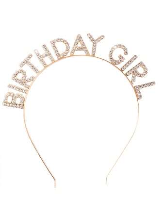 1pc European & American Birthday Girl Crystal Headband, Iron Rhinestone Hair Hoop, Party Hair Accessory, Hair Band, Hairband For Women, Autumn Outfits