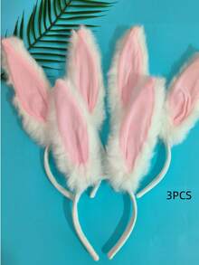 1 pieza Diadema con orejas de conejita sexy, adecuada para Halloween, disfraz de Pascua, accesorios para actuaciones en bares/clubes - Negro - Ver 3