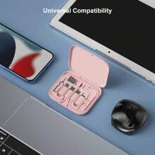 FCV 多功能USB充电适配器60W线缆套装，USB-C转Lightning适配器盒，转换套件（USB-A和Type-C转Micro/Type-C/Lightning公头），数据传输，存储卡，取卡针，手机支架 - 彩色 - 查看 8