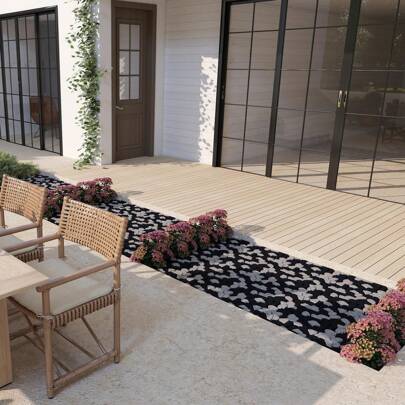 LILIIN Ladrilhos de seixos 30x30 cm – 11 ladrilhos ≈ 1m² – Pedra natural lisa ou cortada – fácil de cuidar, antiderrapante, resistente às intempéries – para varanda, jardim e piscina, pedra natural colorida/cortada/preto e branco/preto/branco