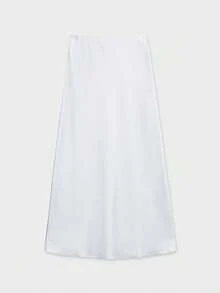 YROOE Fashionable Women Casual Minimalist Elegant Stretch Satin Finish A-Line Skirt