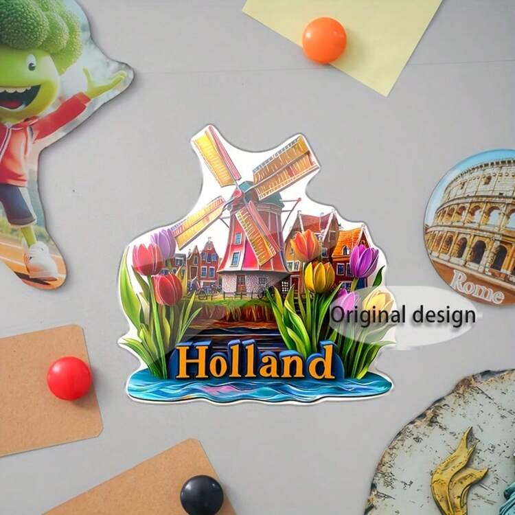 1 件阿姆斯特丹风车亚克力软橡胶磁性冰箱贴，创意家居厨房装饰，磁性贴纸，美食爱好者，金属门，金属家具，冰箱贴，劳动节、感恩节、圣诞节的绝佳礼物 - 彩色 - 查看 9