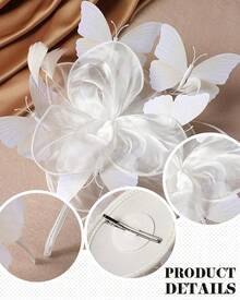Organza Fascinators Hats - Monarch Tea Party Hat With Hairpin, 2025 Derby Headwear - Màu be - Xem 5