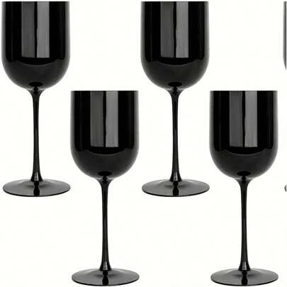 1/6/10/15/20 Stücke 16oz/480ml bruchsichere Plastikweingläser - wiederverwendbare Sektgläser, mehrfarbige Kelchgläser, geeignet für Hochzeiten, Partys, Geburtstage, Familienfeiern und Restaurants, weiße/schwarze elegante Trinkgefäße
