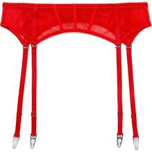 Womenu2019s Sexy Garter Belts For Stockings With Metal Clips Plus Size - Small + Red - View 2